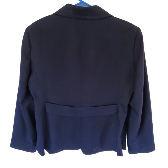 Talbots Womens Blazer Jacket Size 14P Stretch Wool Black Career Academia Office - Picture 2 of 16